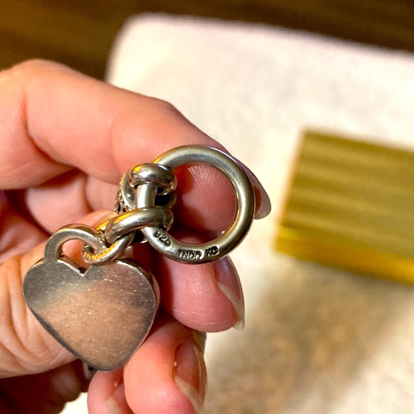 Sterling Silver Braided Rope & Heart Charm Bracelet - Picture 2 of 7